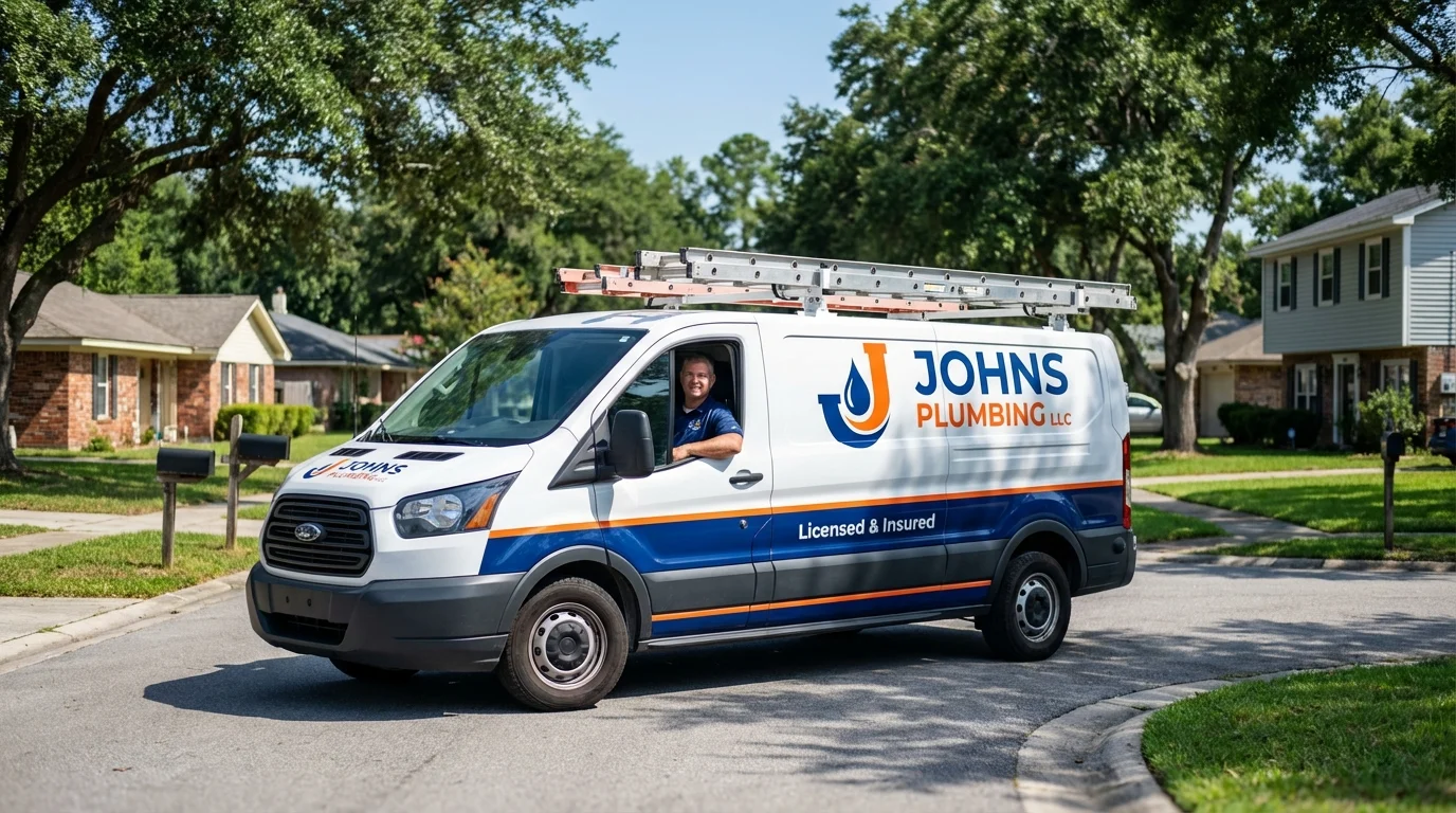 Johns Plumbing LLC service van in Durant, OK