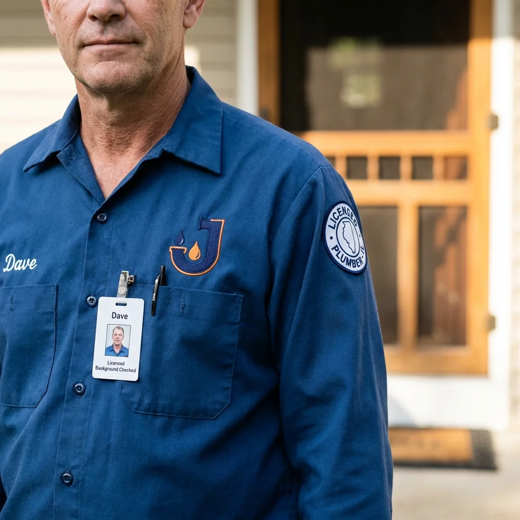 Licensed plumber showing ID badge in Durant, OK