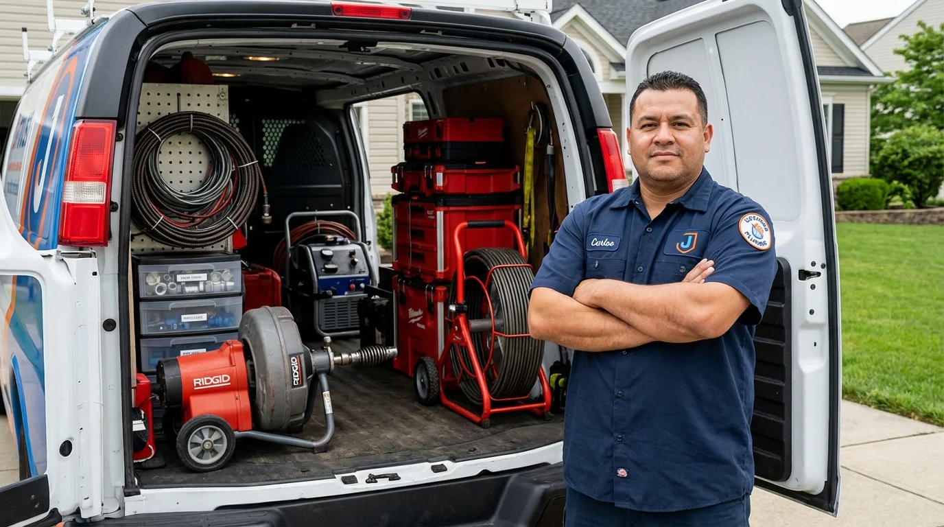 Professional drain cleaning equipment and Johns Plumbing LLC plumber in Durant