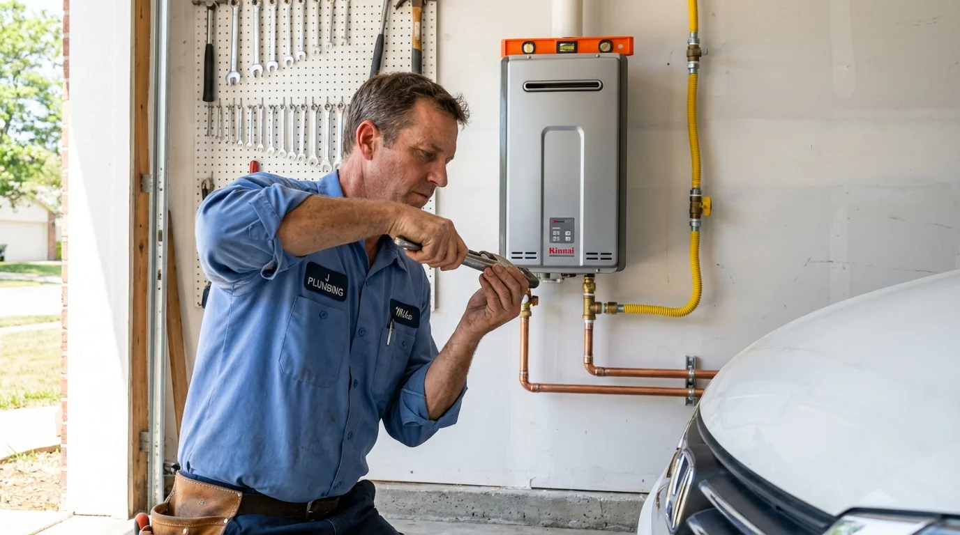 Tankless water heater installation by a Johns Plumbing LLC plumber in Durant